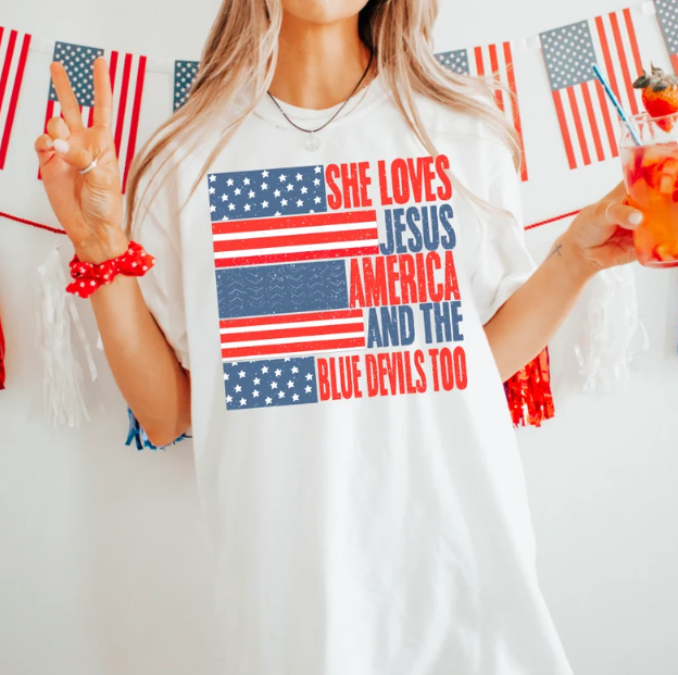 She Loves Jesus, America and the Blue Devils Too!