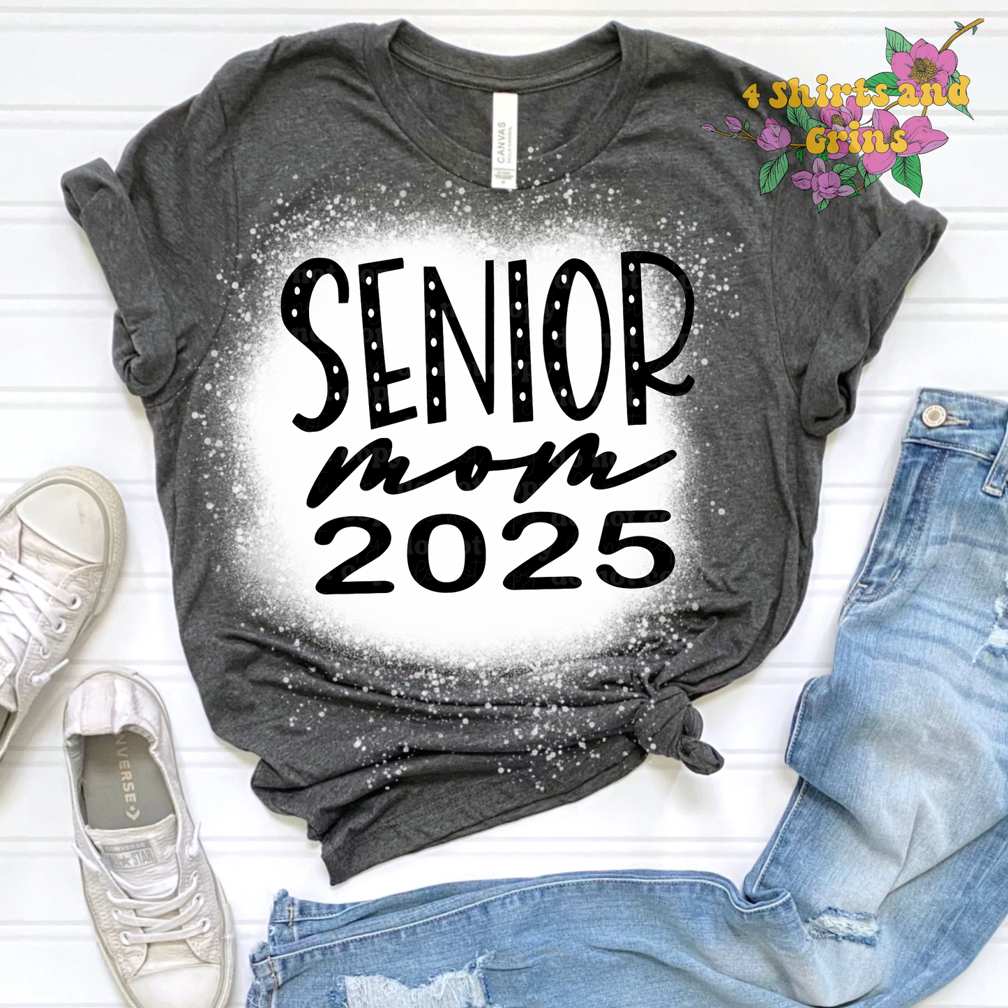 Senior Mom 2025 Bleached T-Shirt