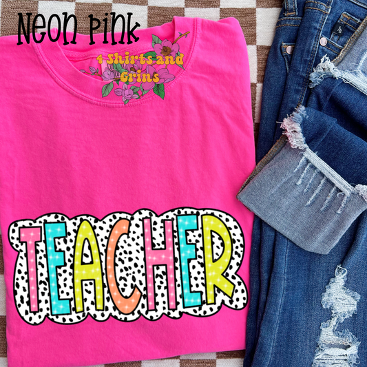 Colorful Dalmatian Teacher Shirt