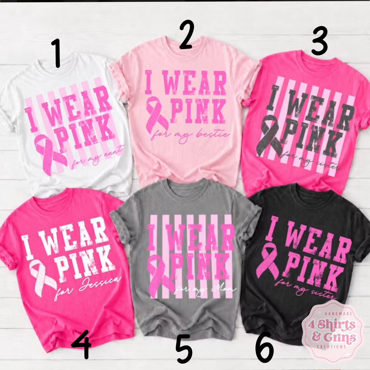 Custom I Wear Pink Breast Cancer Awareness T-Shirt | Youth & Adult