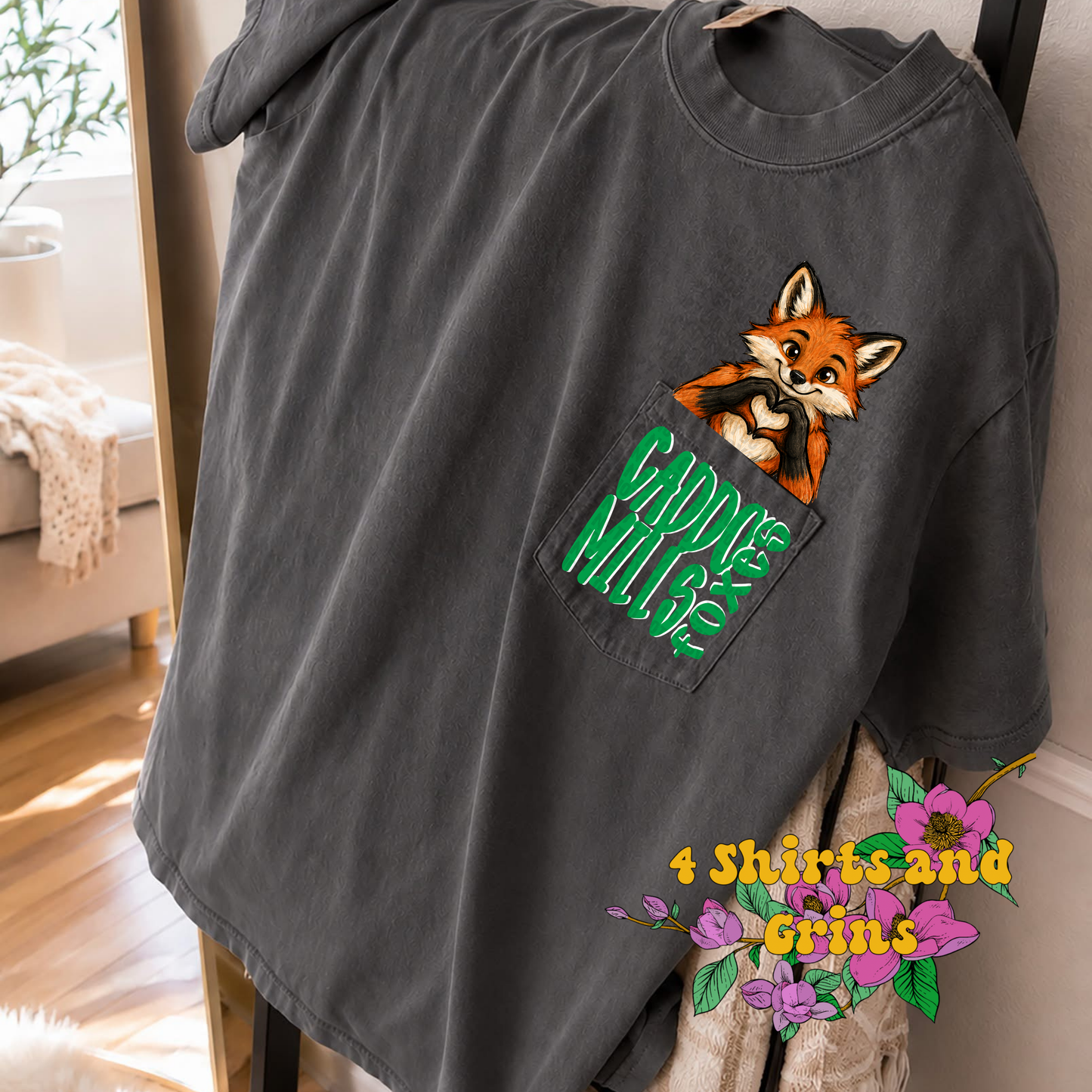 Caddo Mills Foxes Pocket Peeker Comfort Colors® Pocket T-Shirt