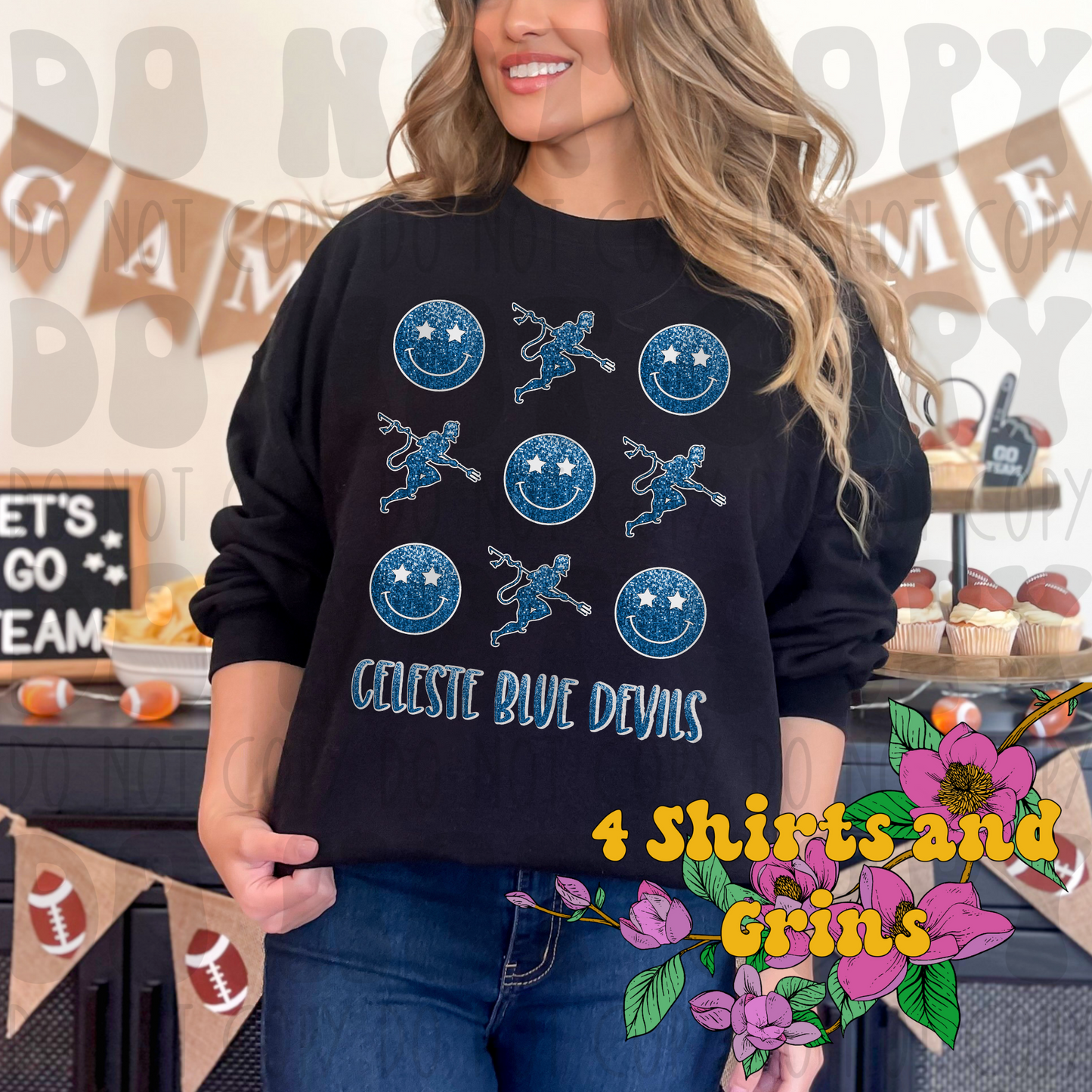 Faux Glitter Celeste Blue Devils & Smiles