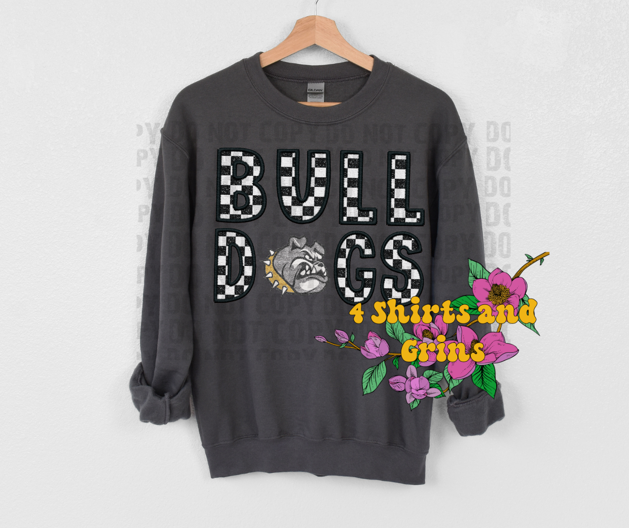 Glitter Bulldogs Black and White Checkered