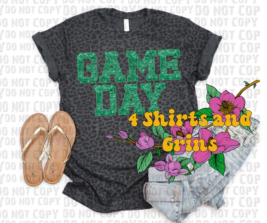 Faux Embroidery Sequins Game Day Green