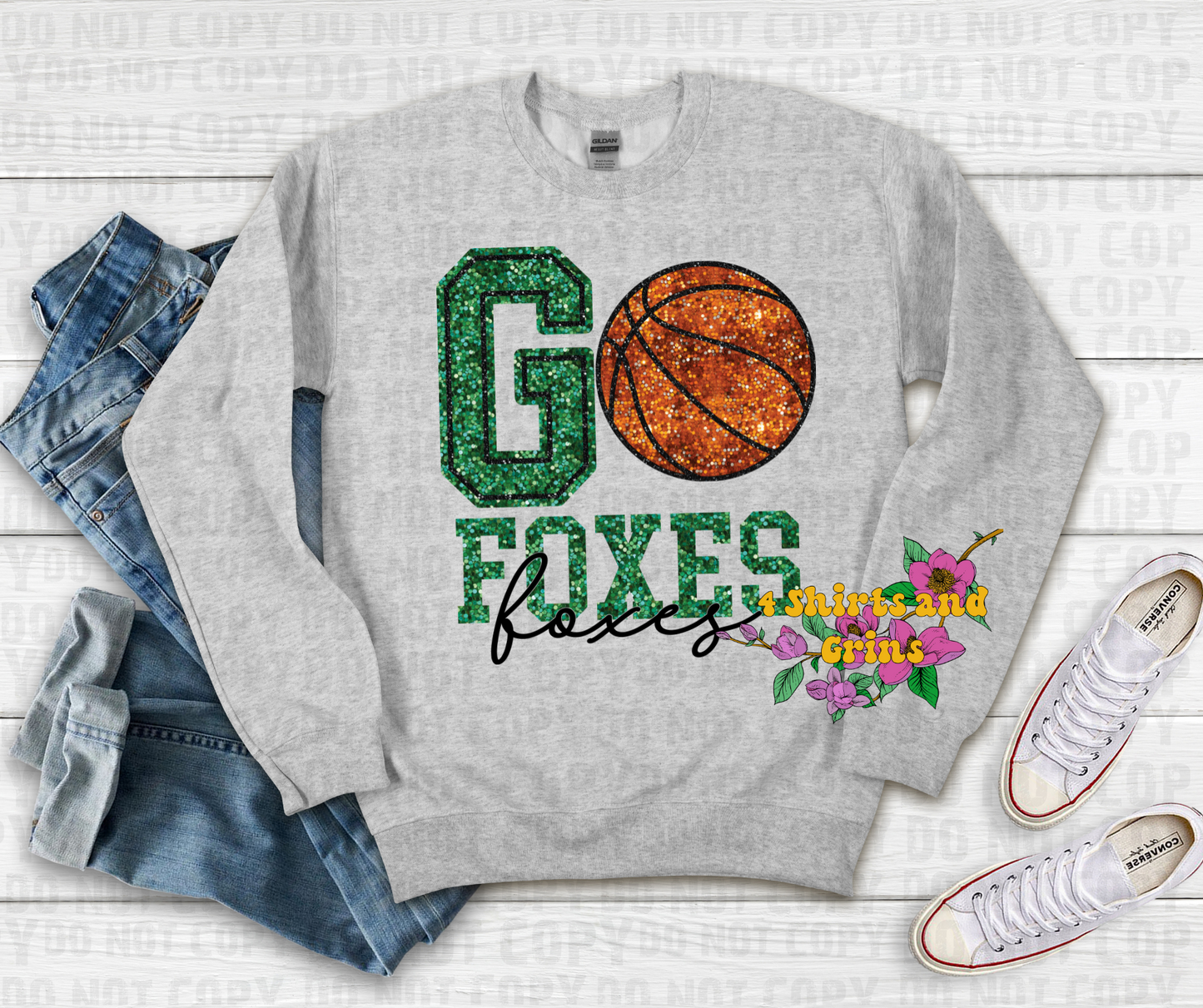 Faux Sequin Go Foxes Basketball