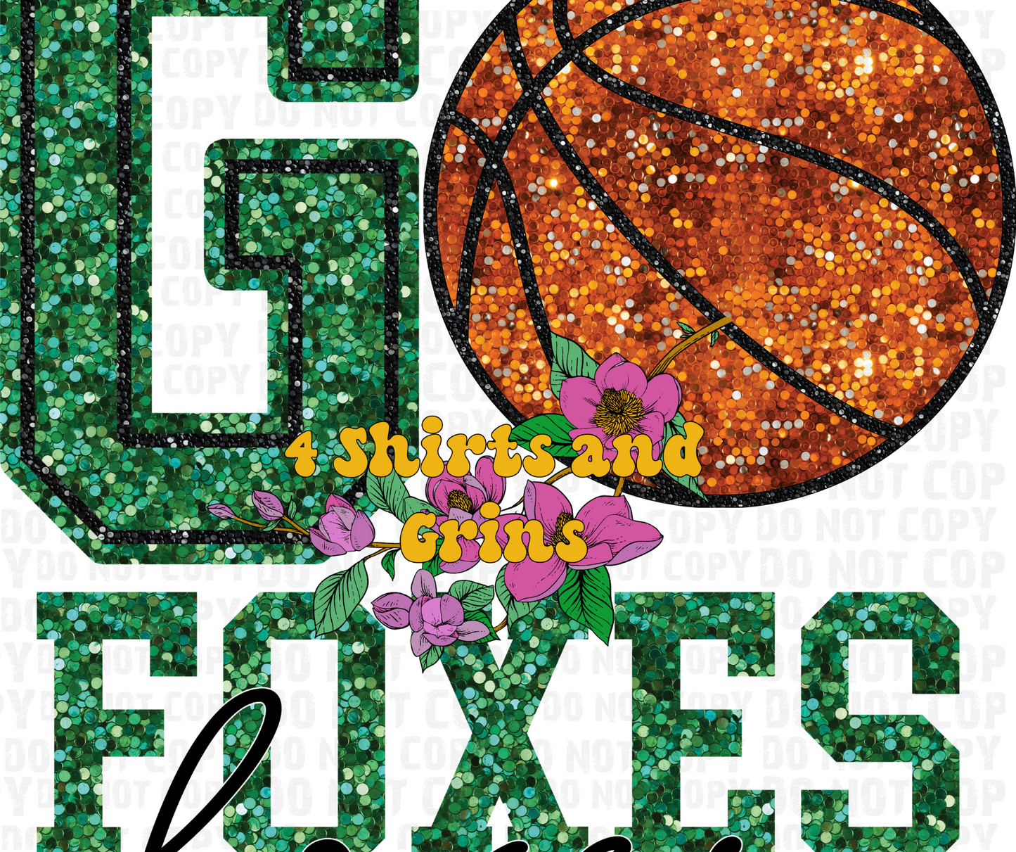 Faux Sequin Go Foxes Basketball