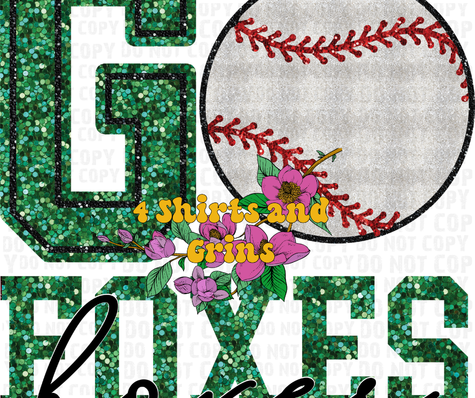 Faux Sequin Go Foxes Baseball