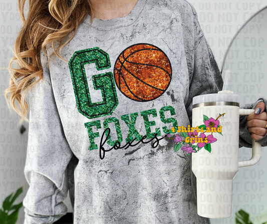 Faux Sequin Go Foxes Basketball