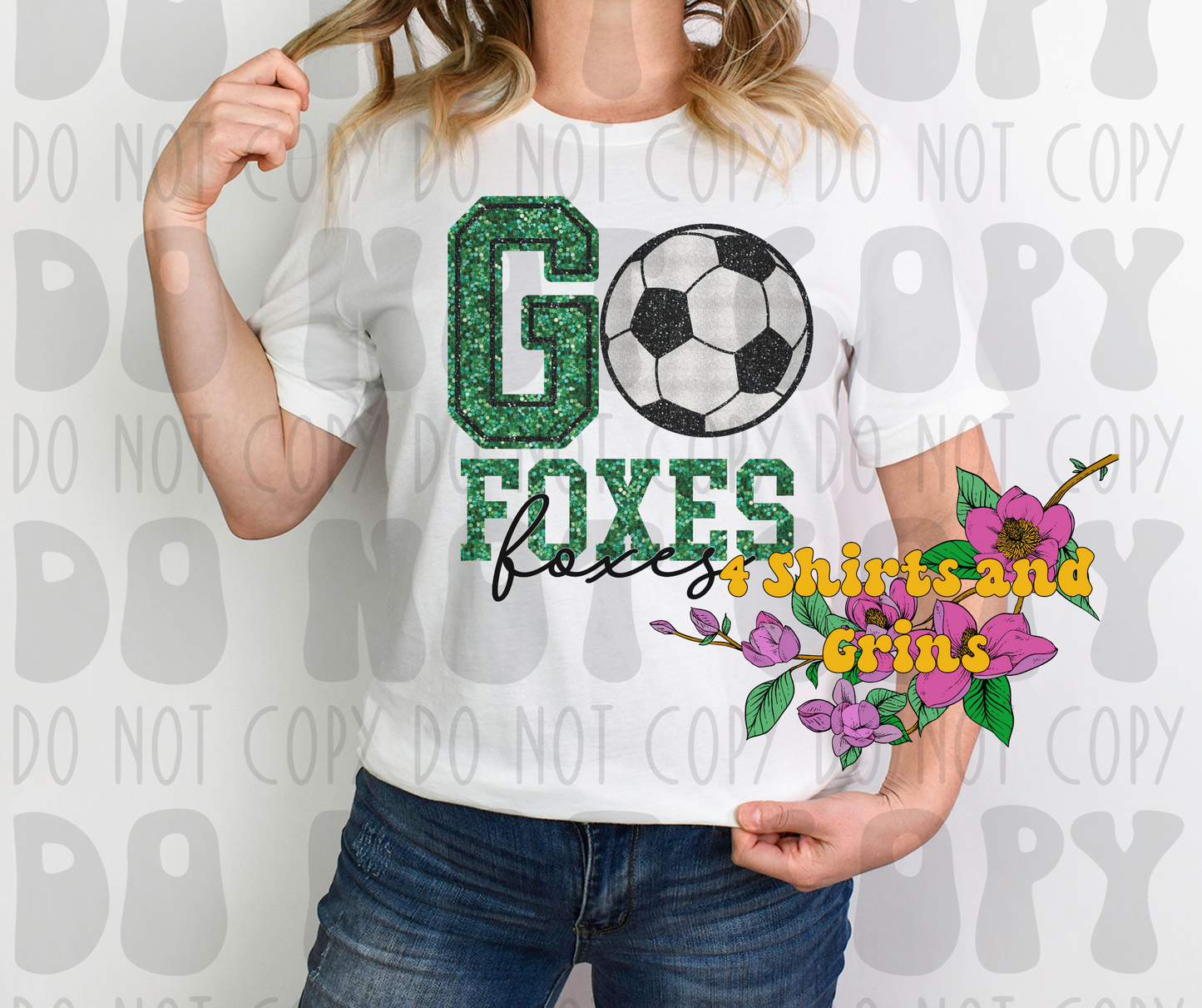 Faux Sequin Go Foxes Soccer