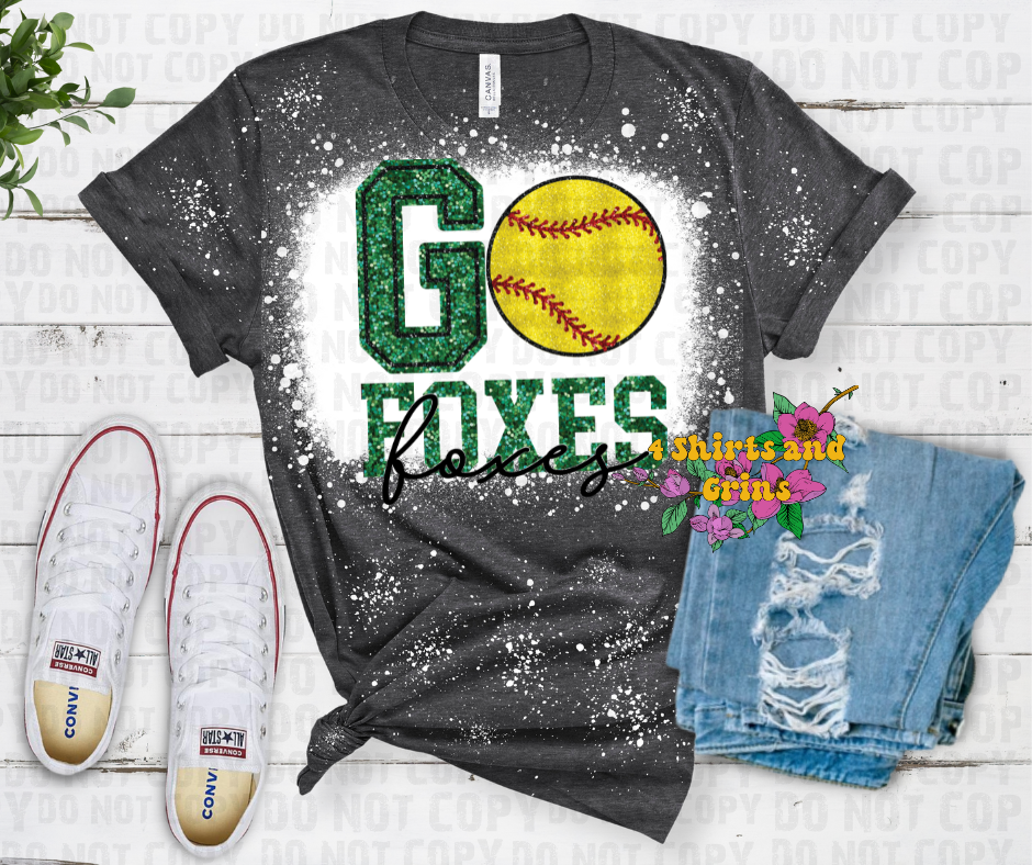 Faux Sequin Go Foxes Softball