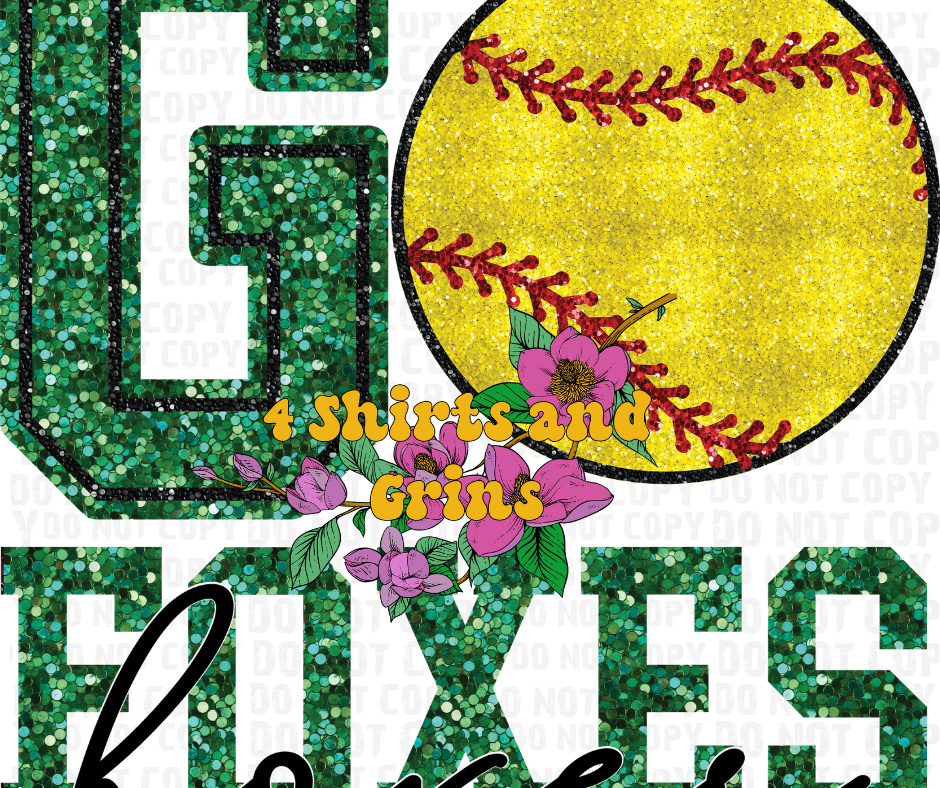 Faux Sequin Go Foxes Softball