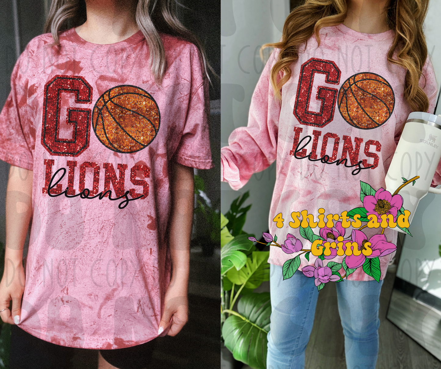 Faux Sequin Go Lions Basketball