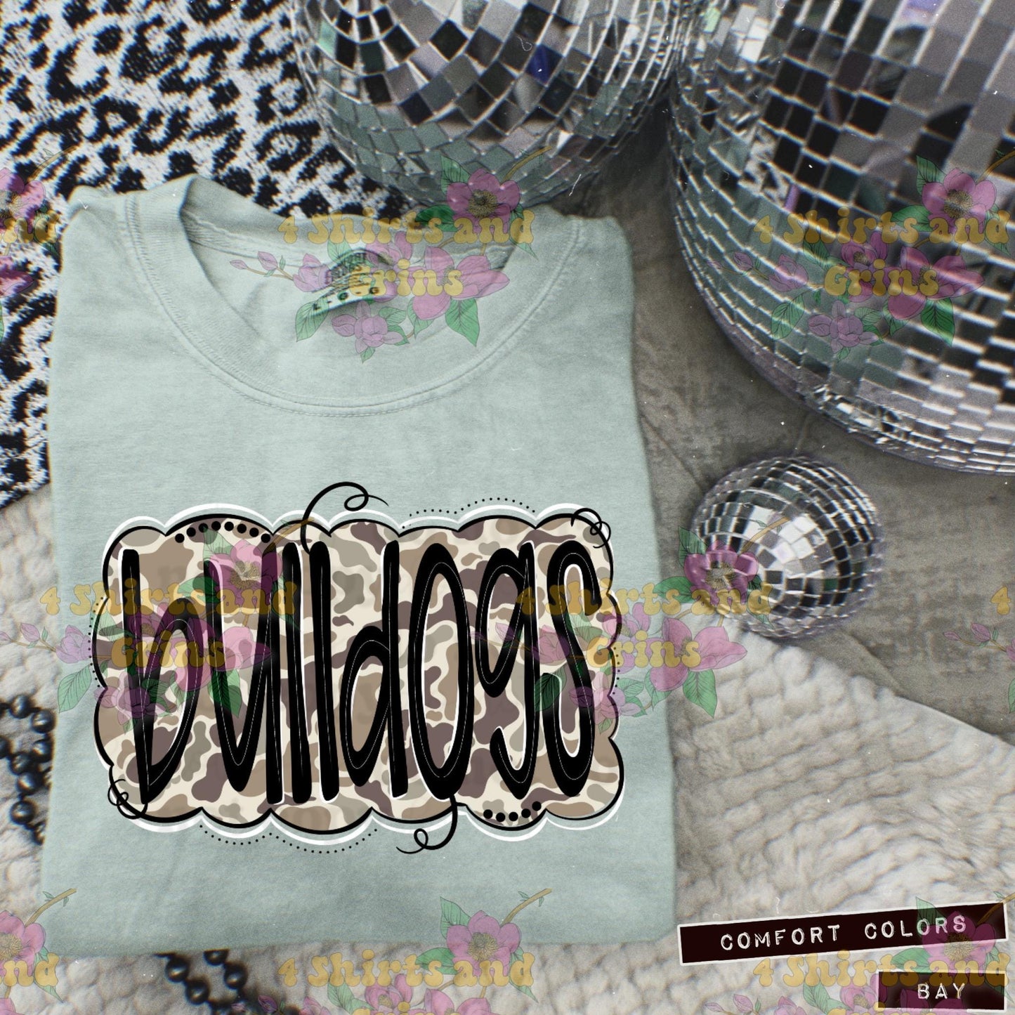 Bulldogs Camo Mascot Tee | Comfort Colors® Spirit Shirt | Youth & Adult Sizes | Message for Other Mascots
