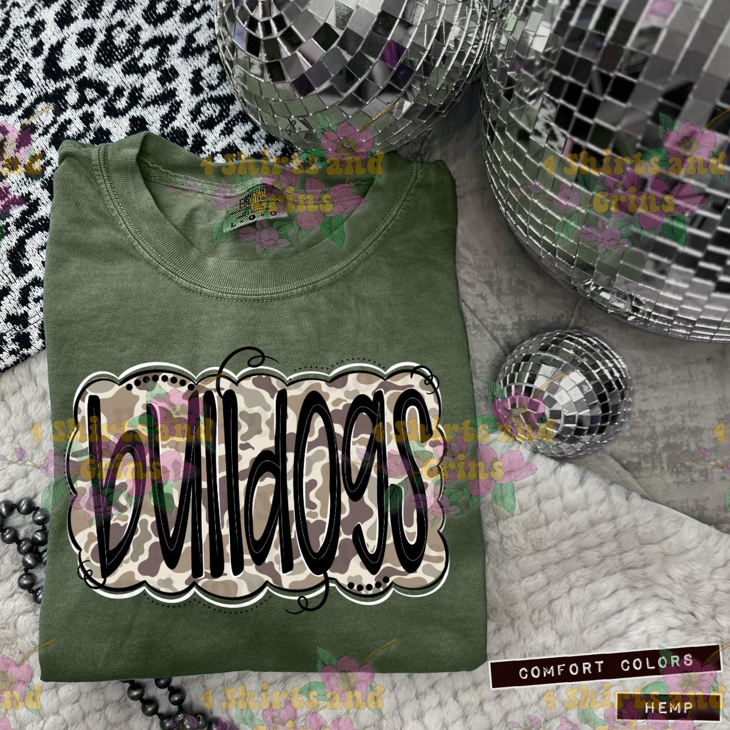 Bulldogs Camo Mascot Tee | Comfort Colors® Spirit Shirt | Youth & Adult Sizes | Message for Other Mascots