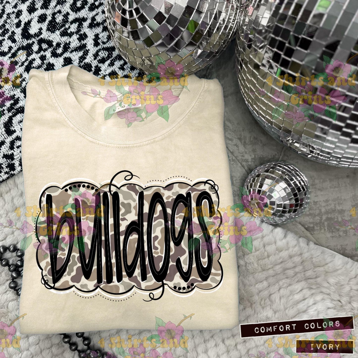 Bulldogs Camo Mascot Tee | Comfort Colors® Spirit Shirt | Youth & Adult Sizes | Message for Other Mascots