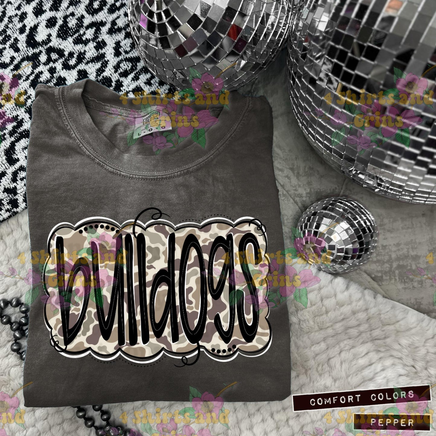 Bulldogs Camo Mascot Tee | Comfort Colors® Spirit Shirt | Youth & Adult Sizes | Message for Other Mascots