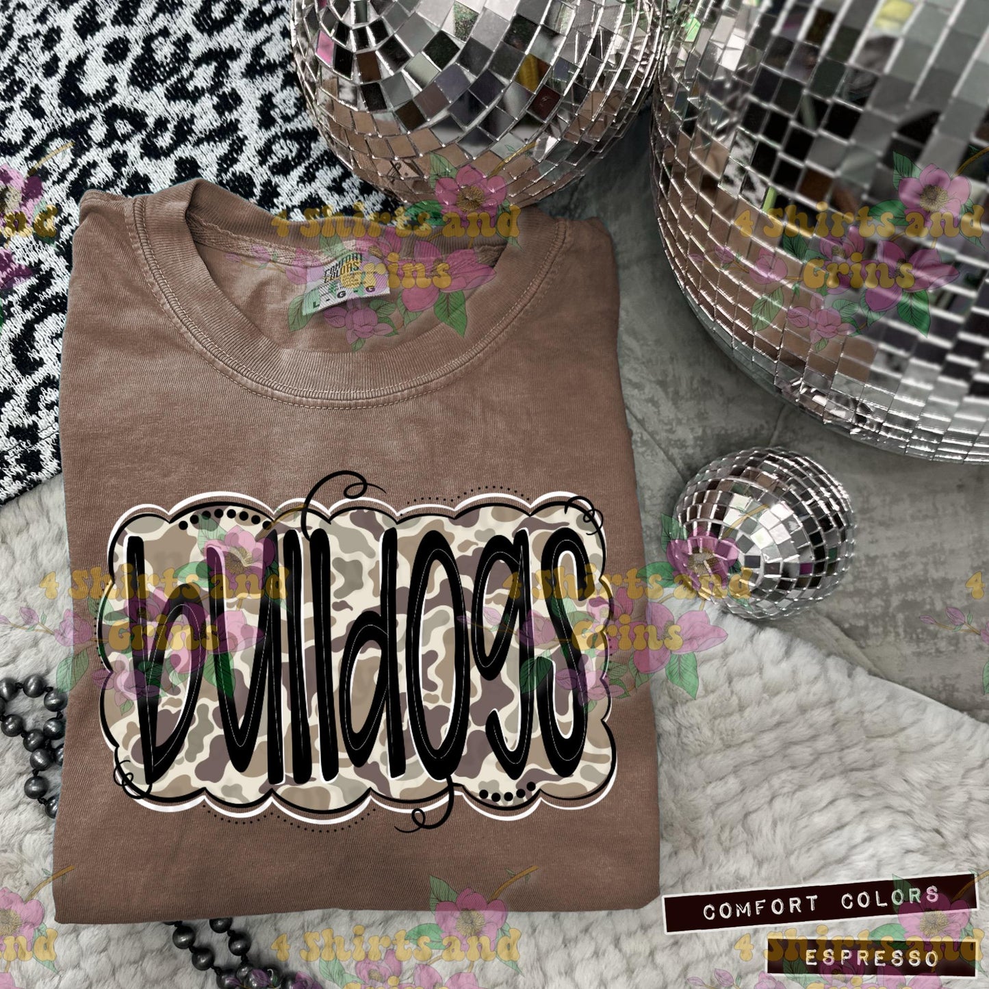 Bulldogs Camo Mascot Tee | Comfort Colors® Spirit Shirt | Youth & Adult Sizes | Message for Other Mascots