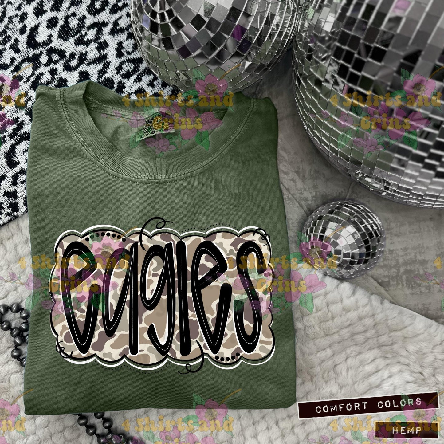 Eagles Camo Mascot Tee | Comfort Colors® Spirit Shirt | Youth & Adult Sizes | Message for Other Mascots