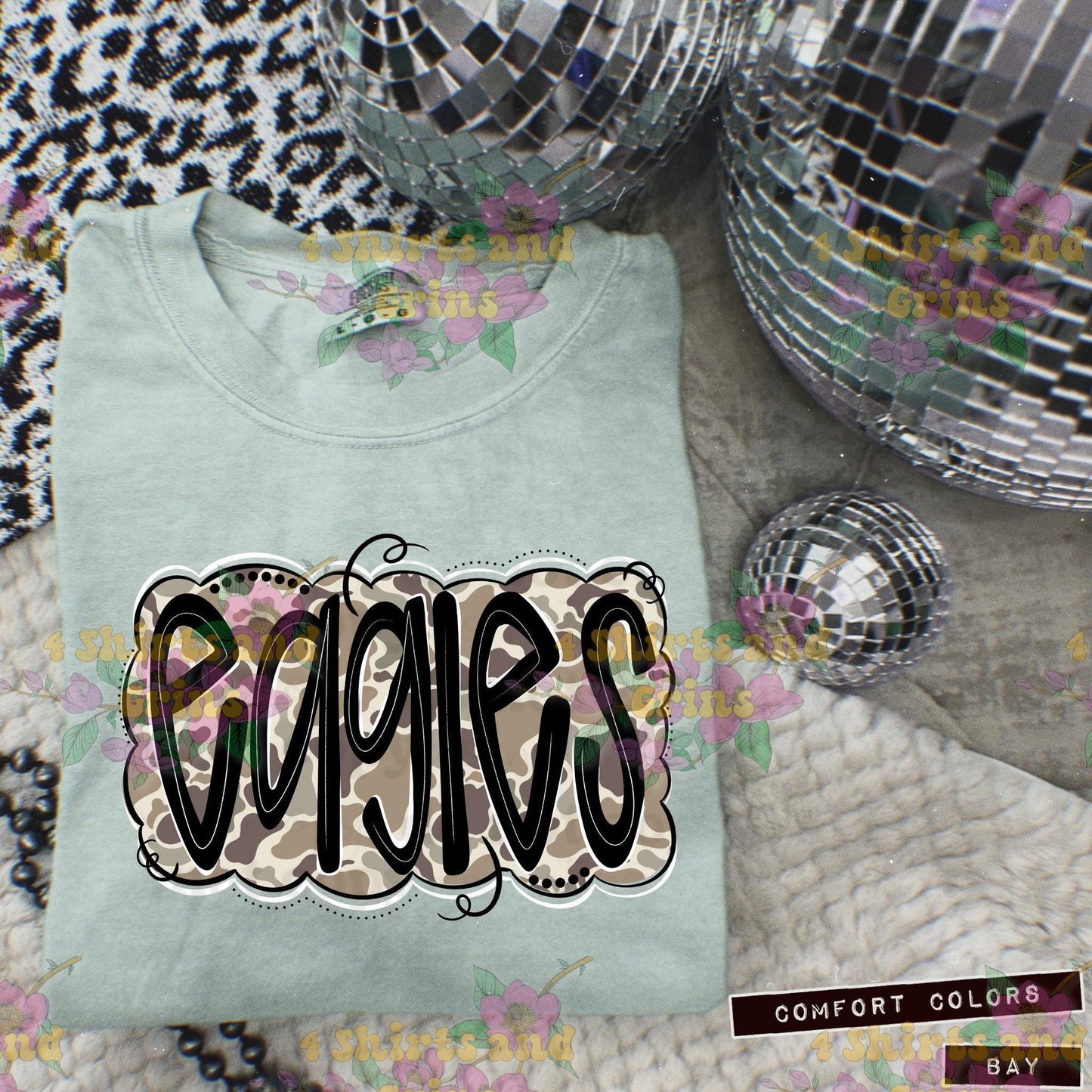 Eagles Camo Mascot Tee | Comfort Colors® Spirit Shirt | Youth & Adult Sizes | Message for Other Mascots