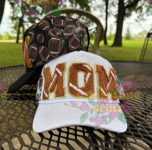 Football MOM Trucker Hat | Chenille Patch Hat | Sport Mom Hat | Game Day Cap | Mesh Back Hat