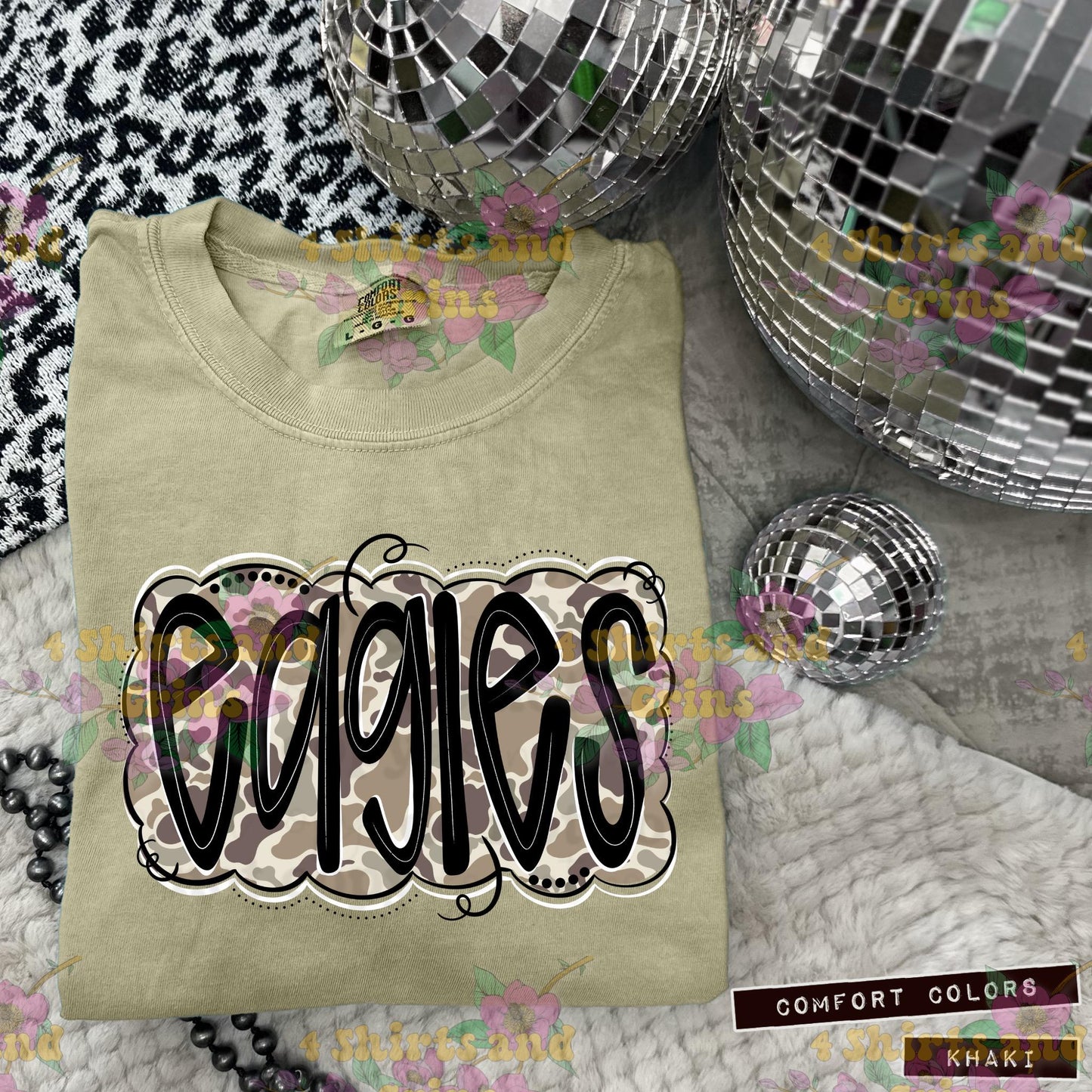 Eagles Camo Mascot Tee | Comfort Colors® Spirit Shirt | Youth & Adult Sizes | Message for Other Mascots
