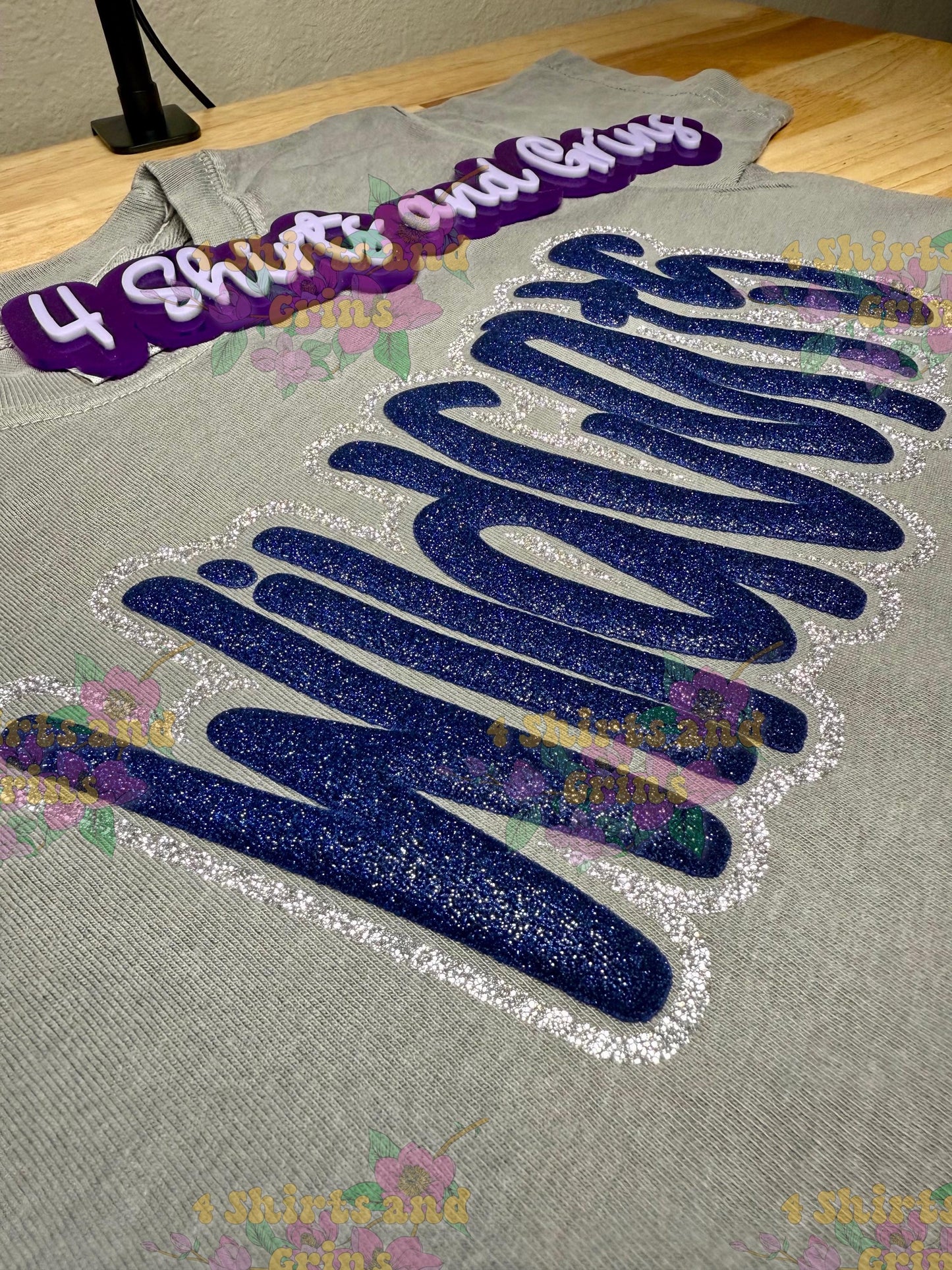 Custom Glitter Puff Tee - Glitter Outline Spirit Shirt • Personalized Mascot Shirt • Youth & Adult Sizes • Digital Mockup Available