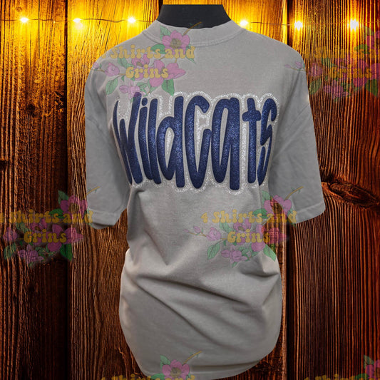 Custom Glitter Puff Tee - Glitter Outline Spirit Shirt • Personalized Mascot Shirt • Youth & Adult Sizes • Digital Mockup Available