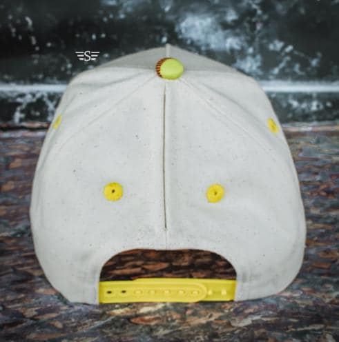 3D Puff “Batter Up” Ponytail Hat – Softball or Baseball Print Brim | Magna Pony Adjustable Cap