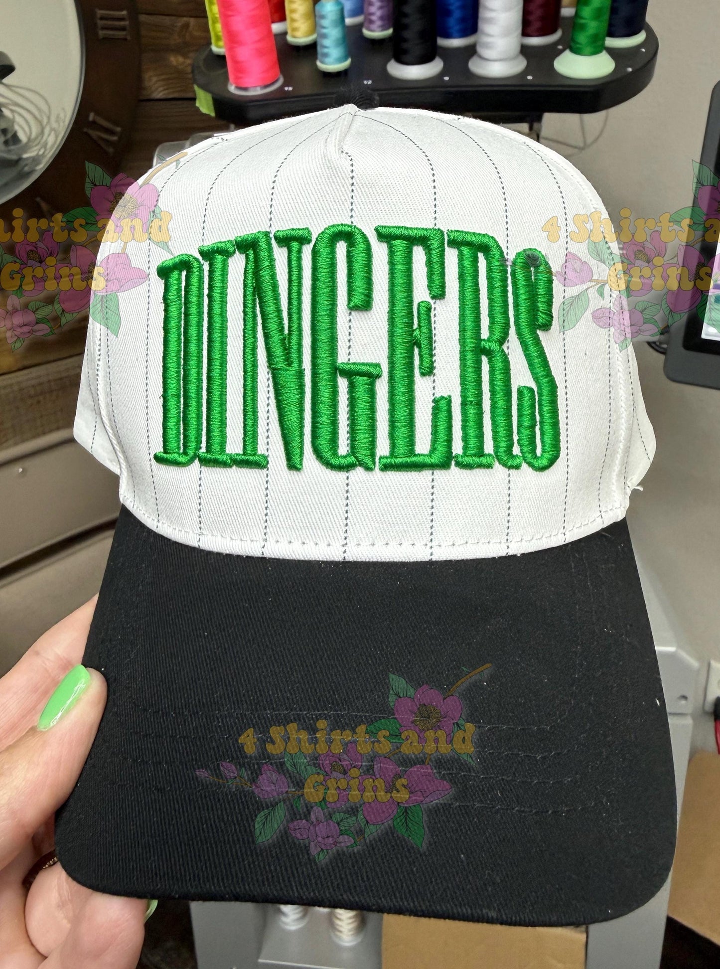 Dingers Hat Puff Embroidery, Baseball Hat, Custom Color Trucker Hat, 3D Embroidered Cap, Game Day Hat, Softball Hat
