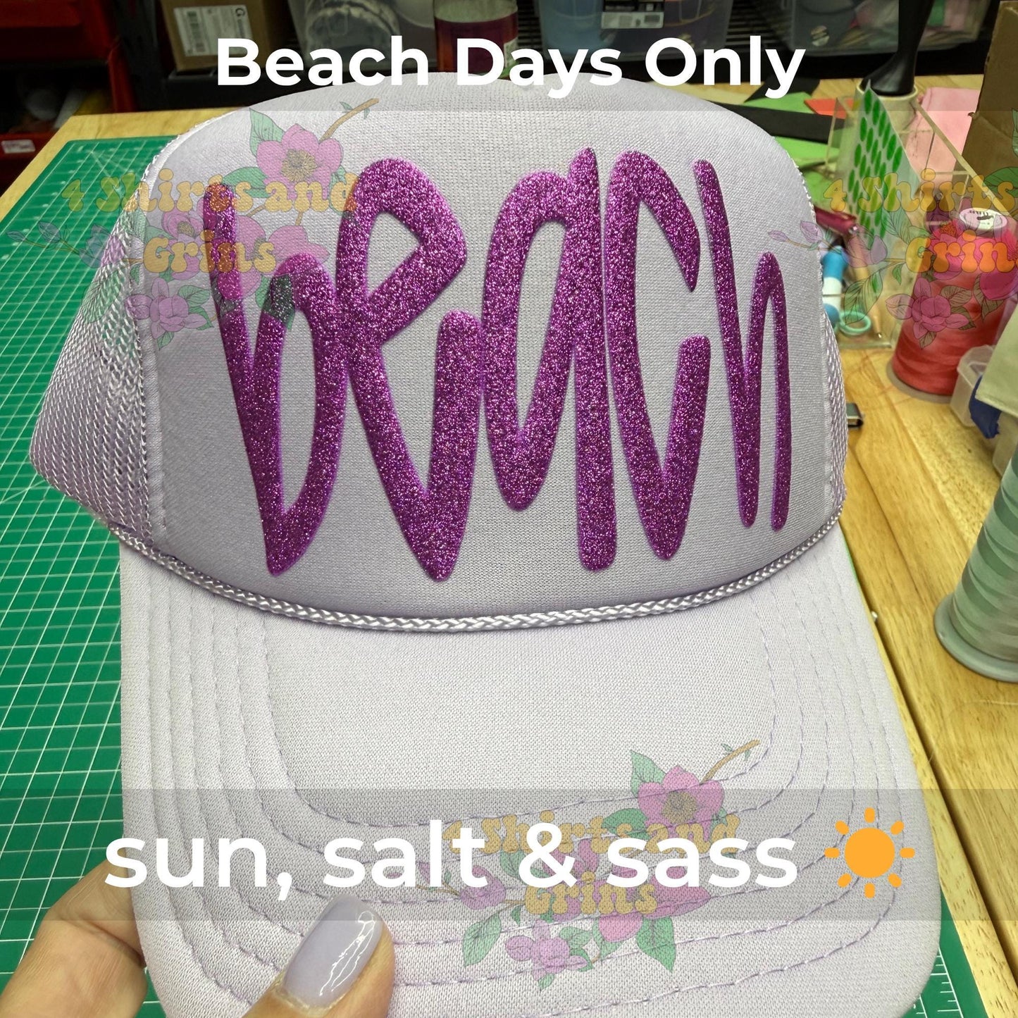 Glitter Puff Trucker Hat, Sassy Hat, Custom Saying Hat, High Crown Mesh Hat, Funny Trucker Hat, Personalized Hat