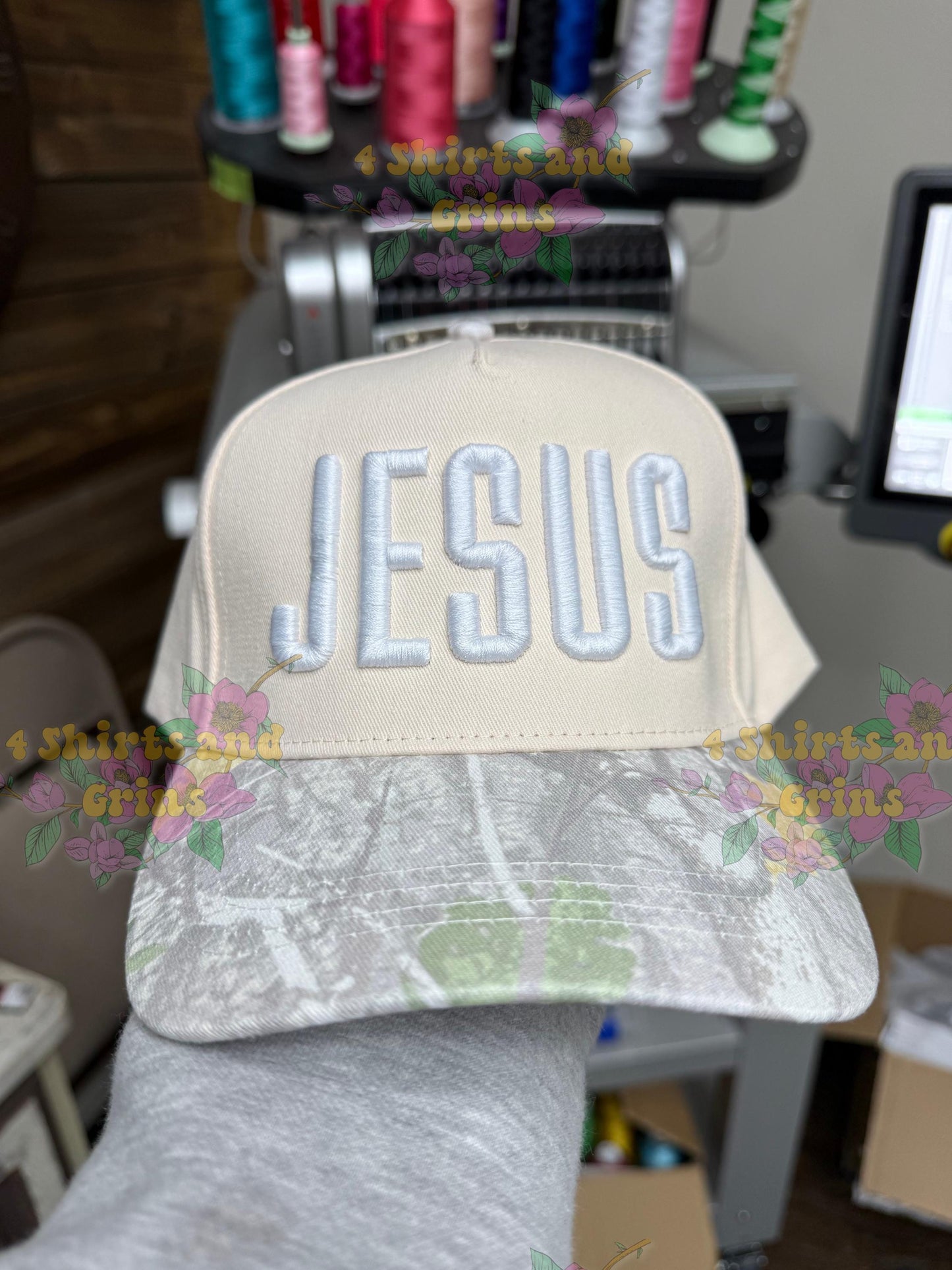 Jesus 3D Puff Embroidered Hat, Christian Hat, Faith Trucker Hat, Camo Bill Snapback, Custom Embroidery Hat