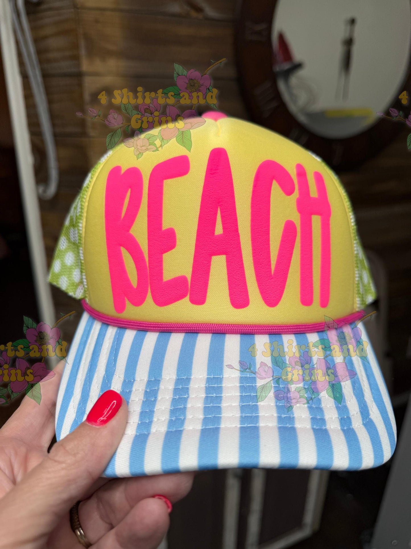 Custom BEACH Trucker Hat | Puff Vinyl Hat | Personalized Beach Hat | Foam Mesh Hat | Cute Summer Hat | Girls Trip Hat