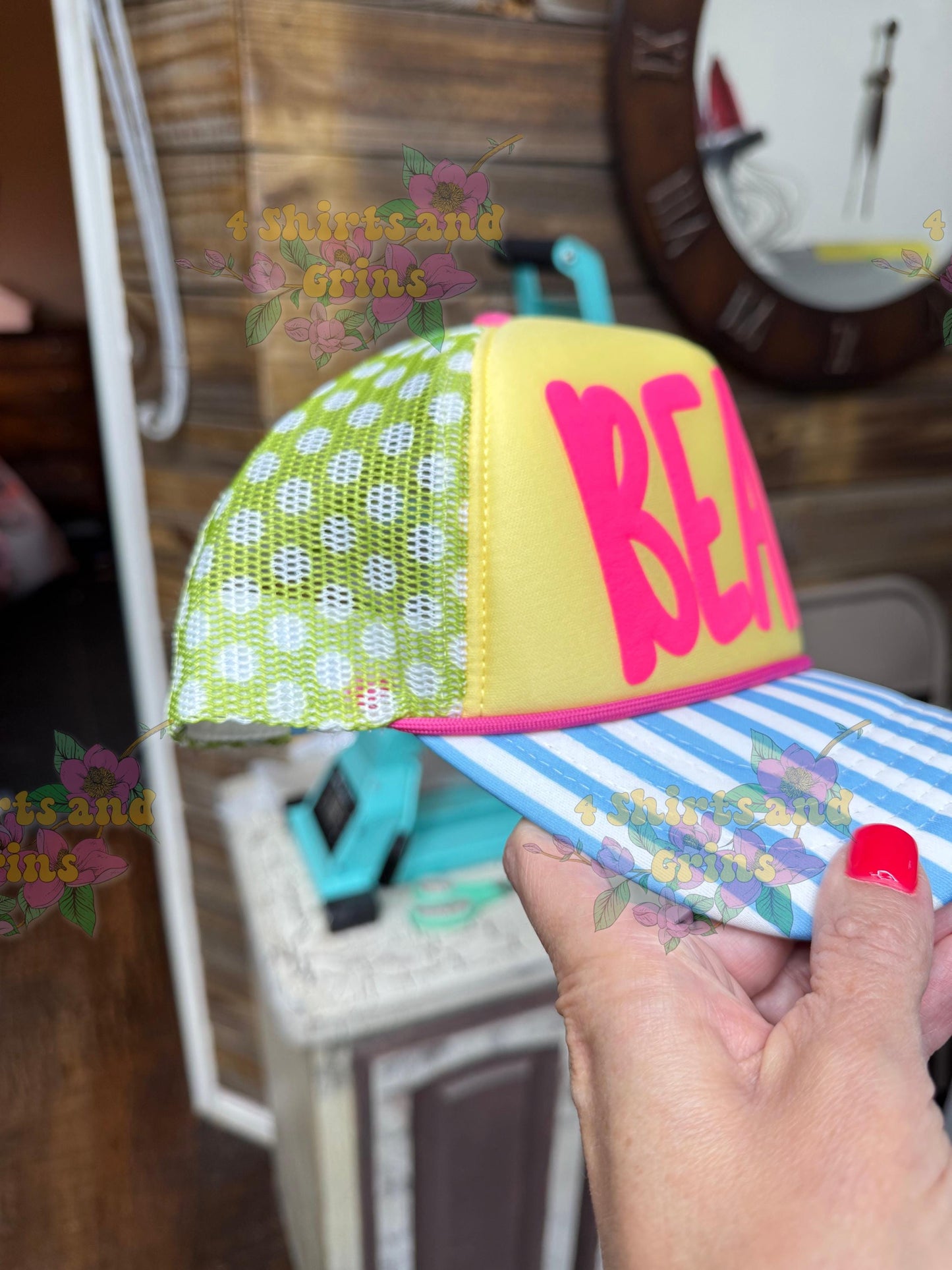 Custom BEACH Trucker Hat | Puff Vinyl Hat | Personalized Beach Hat | Foam Mesh Hat | Cute Summer Hat | Girls Trip Hat