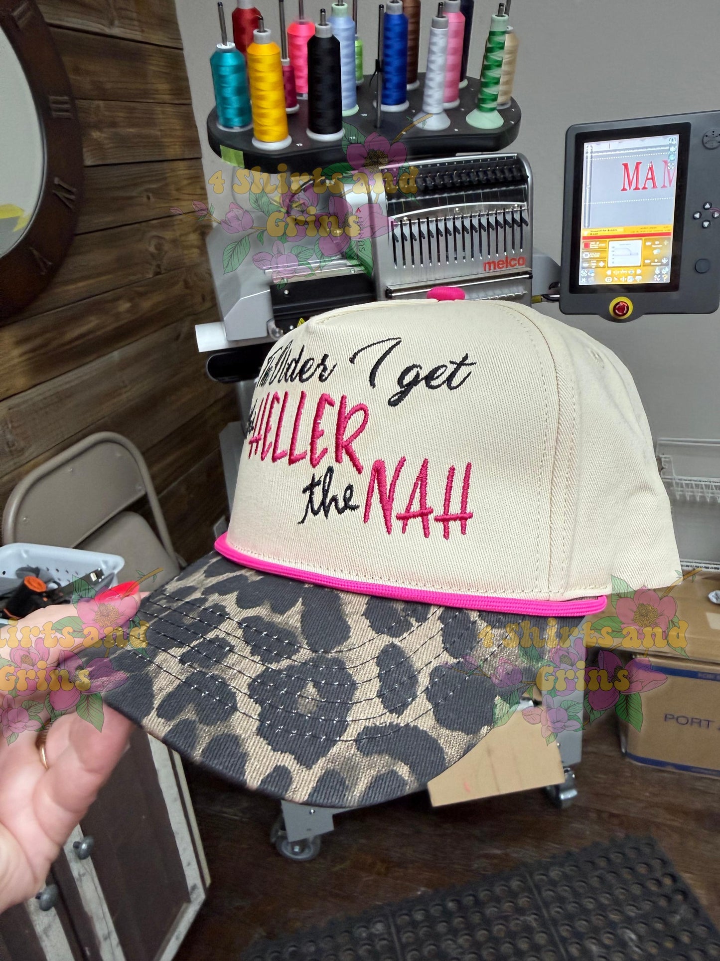 The Older I Get The Heller The Nah Embroidered Leopard Rope Trucker Hat 🌵💕
