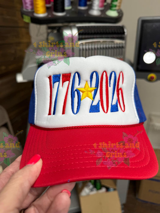 1776 2026 Embroidered Otto Foam Trucker Hat | America 250 Patriotic Snapback Hat 🇺🇸⭐🧢