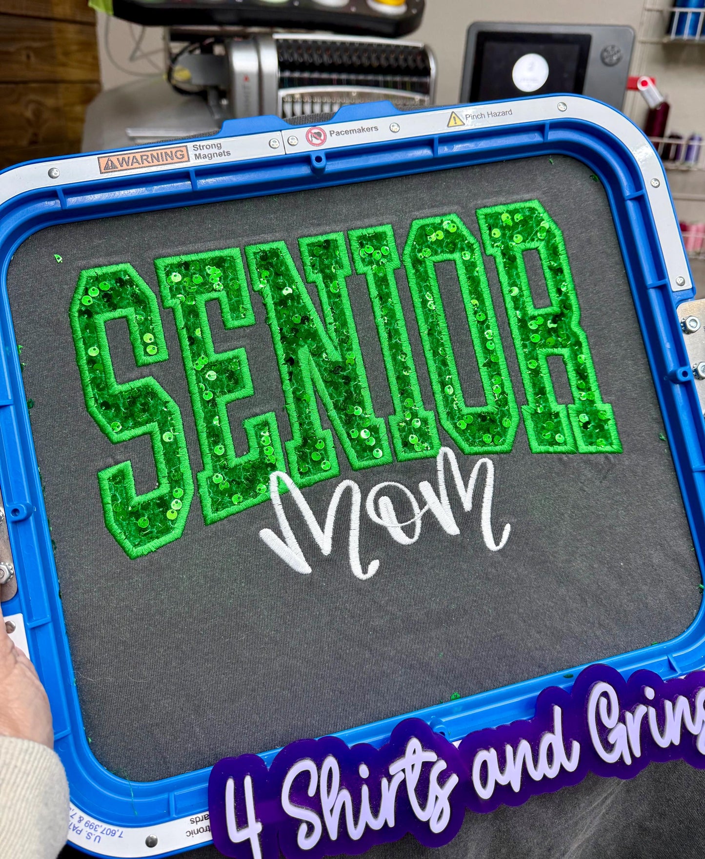 Senior Mom Sequin Embroidered Sweatshirt | Custom School Color Mom Shirt | Sequin Applique Senior Mom Tee | Senior Year Sweatshirt