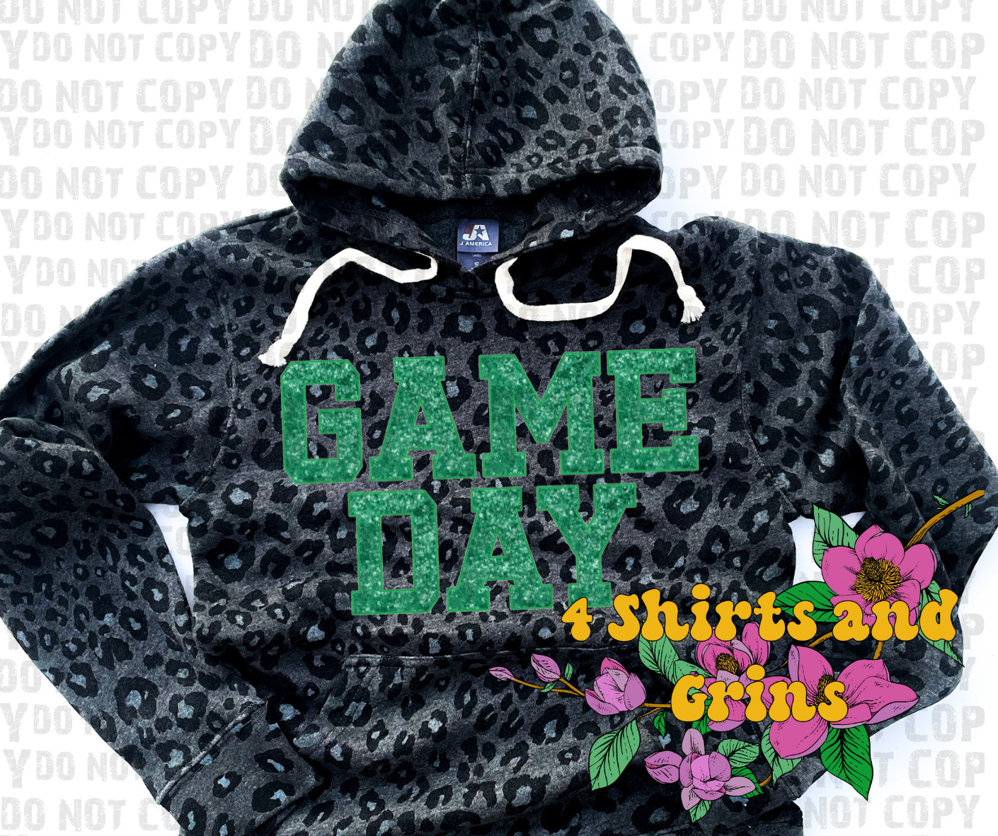 Faux Embroidery Sequins Game Day Green