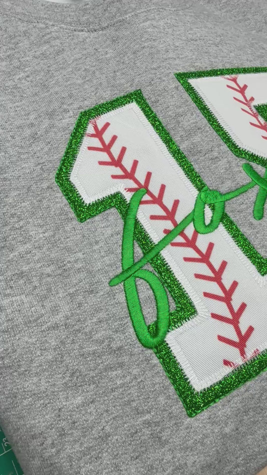 Custom Baseball Double Appliqué Embroidered Sweatshirt