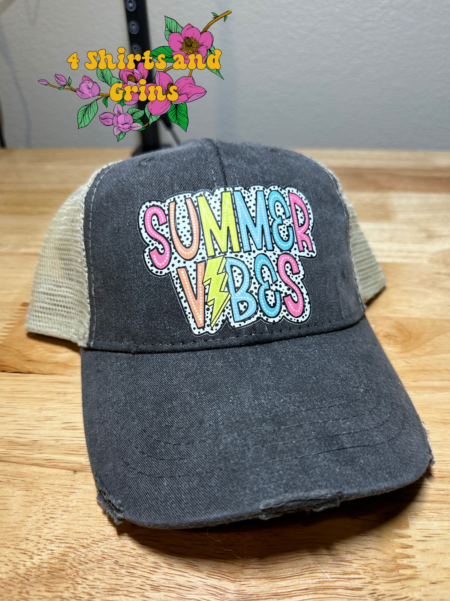 Summer Vibes Distressed Trucker Hat