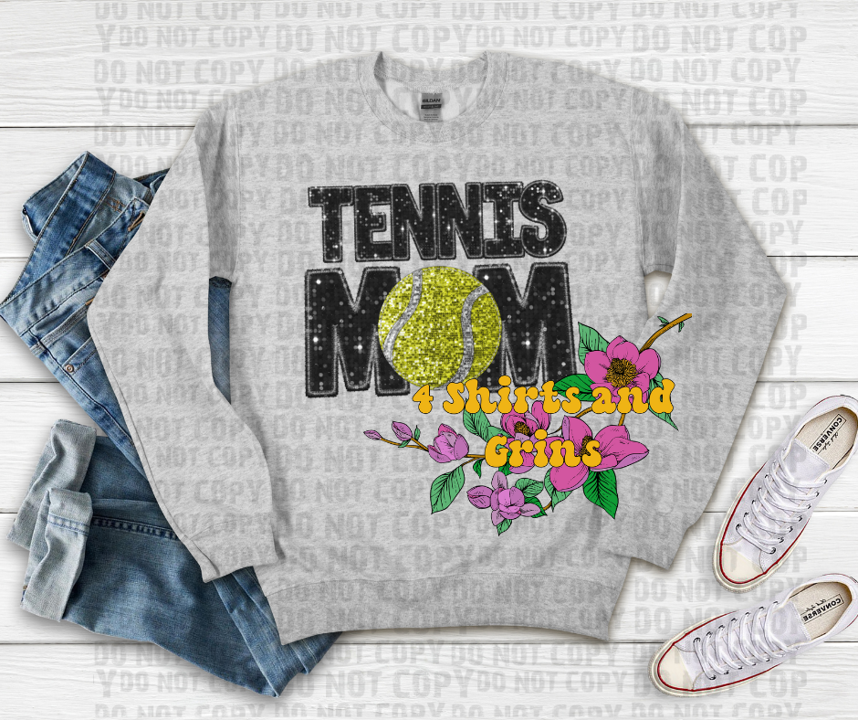 Tennis Mom Faux Embroidery and Glitter