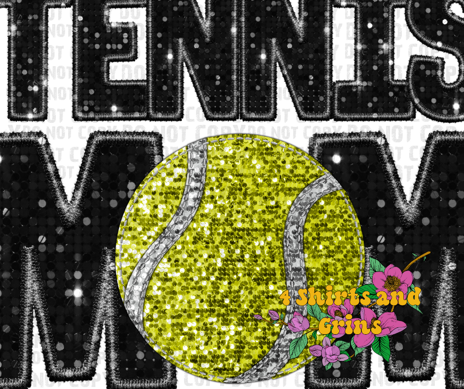 Tennis Mom Faux Embroidery and Glitter