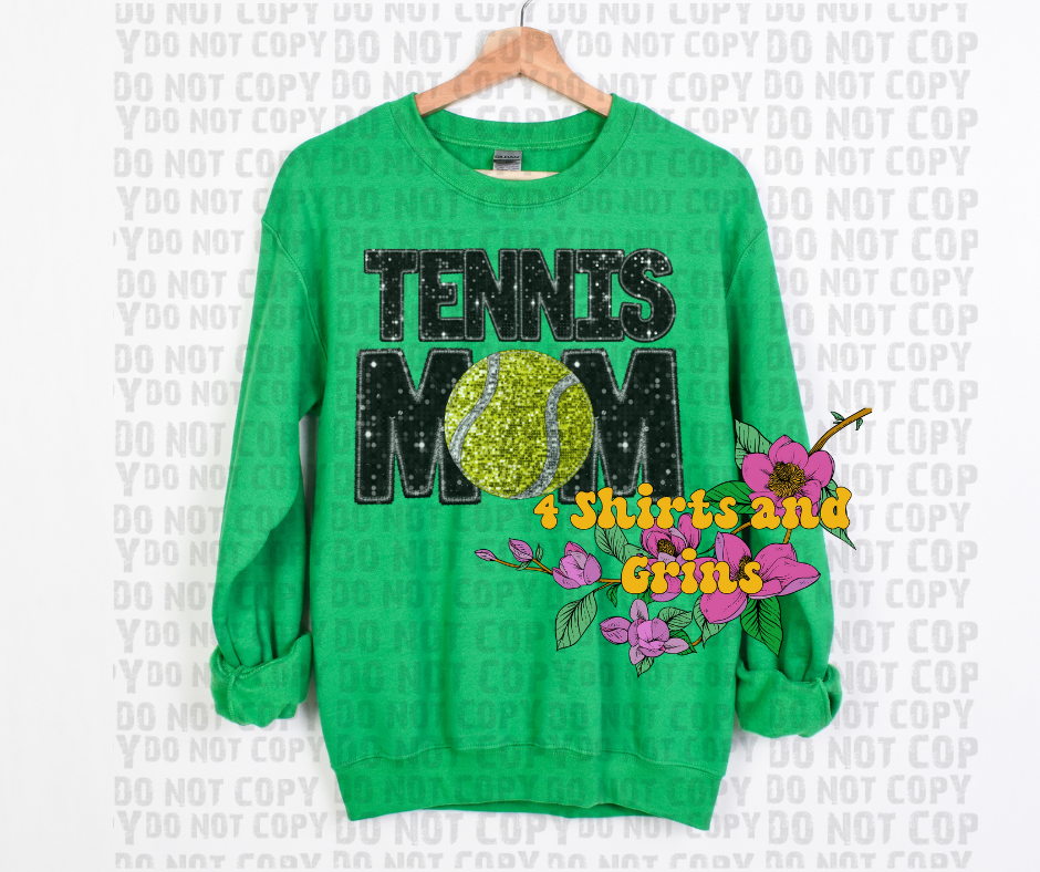 Tennis Mom Faux Embroidery and Glitter