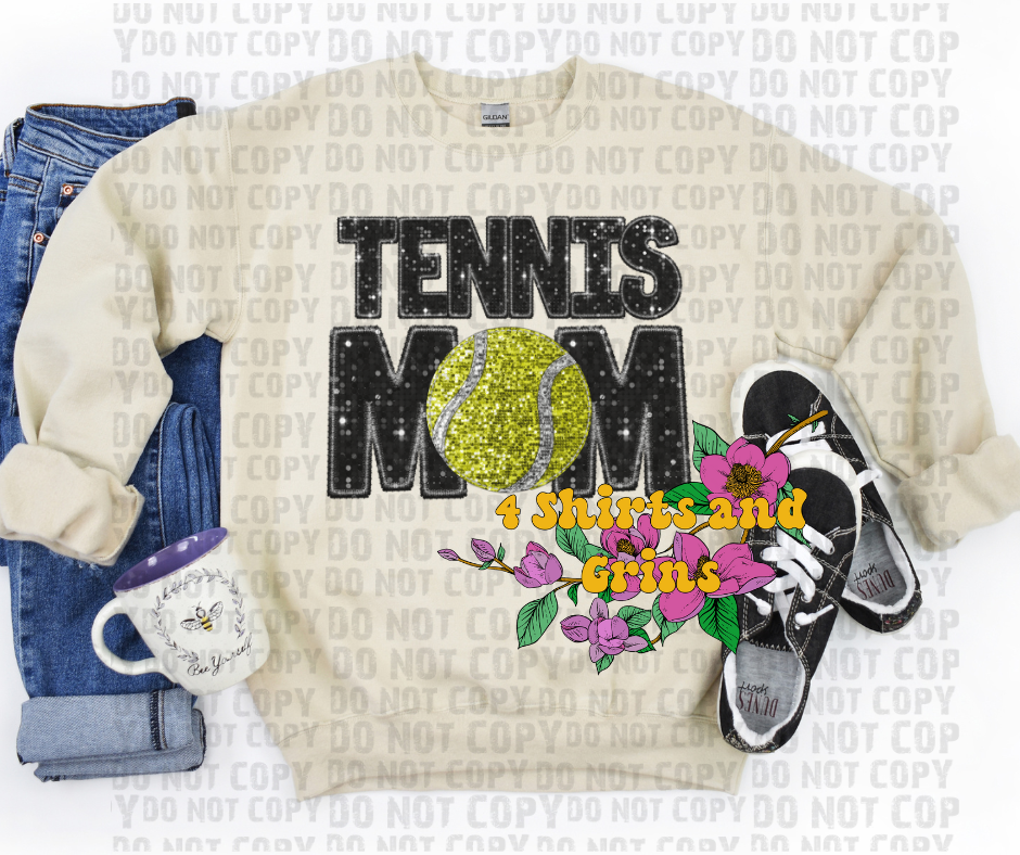 Tennis Mom Faux Embroidery and Glitter