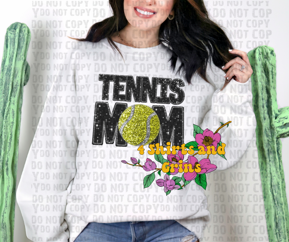 Tennis Mom Faux Embroidery and Glitter