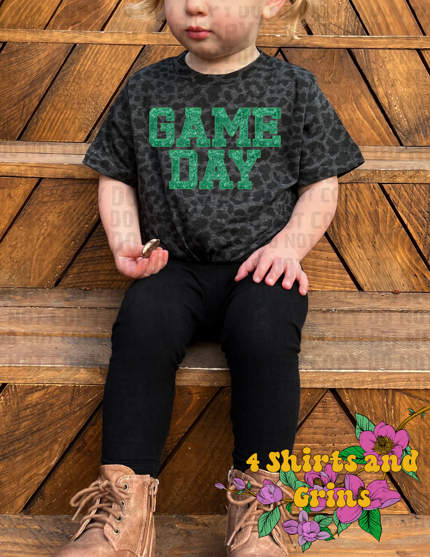 Faux Embroidery and Sequin Game Day Toddler Leopard Tee