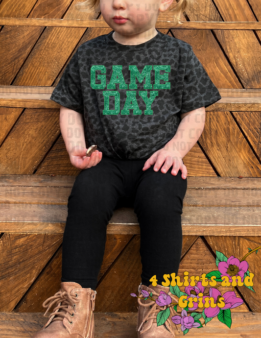 Faux Embroidery and Sequin Game Day Toddler Leopard Tee